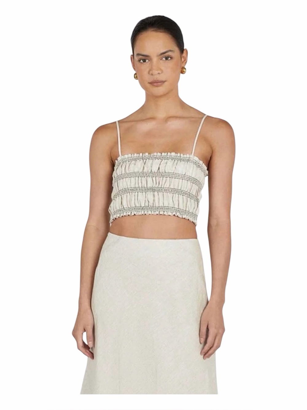 DISSH 100% Linen Ruched Crop Top. AU Size 8/US Size 4.